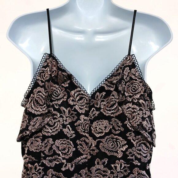 White House Black Market Three Steps Spaghetti Strap Floral Print Ruffle Dress 6 - Picture 6 of 15